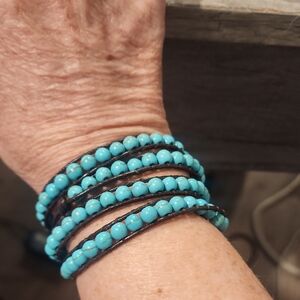 Victoria Emerson Blue and Brown Beaded Bracelet Set